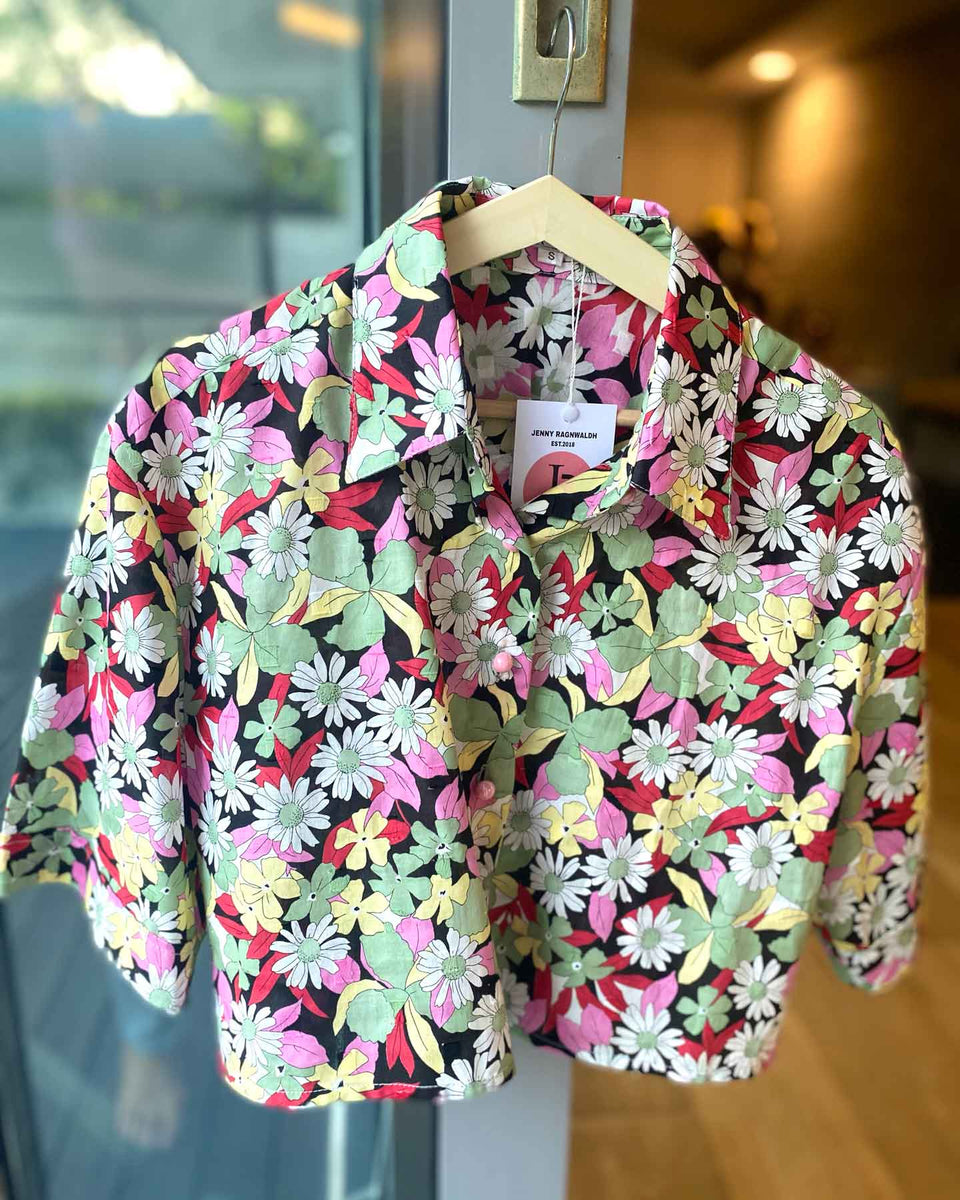 【U LAN】Floral Summer Overcheck Shirt Cropped Over Size Flower Shirt – Jr-unique.net